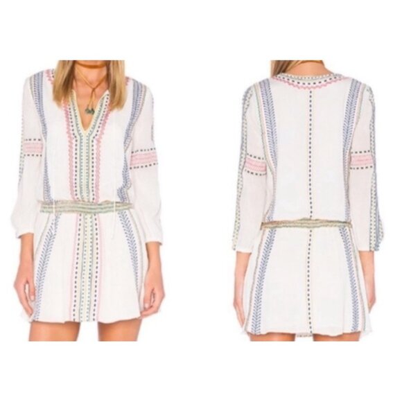 Alice + Olivia Women's SZ Zero Cream Ivory Embroidered Bohemian Mini Dress - Picture 1 of 11